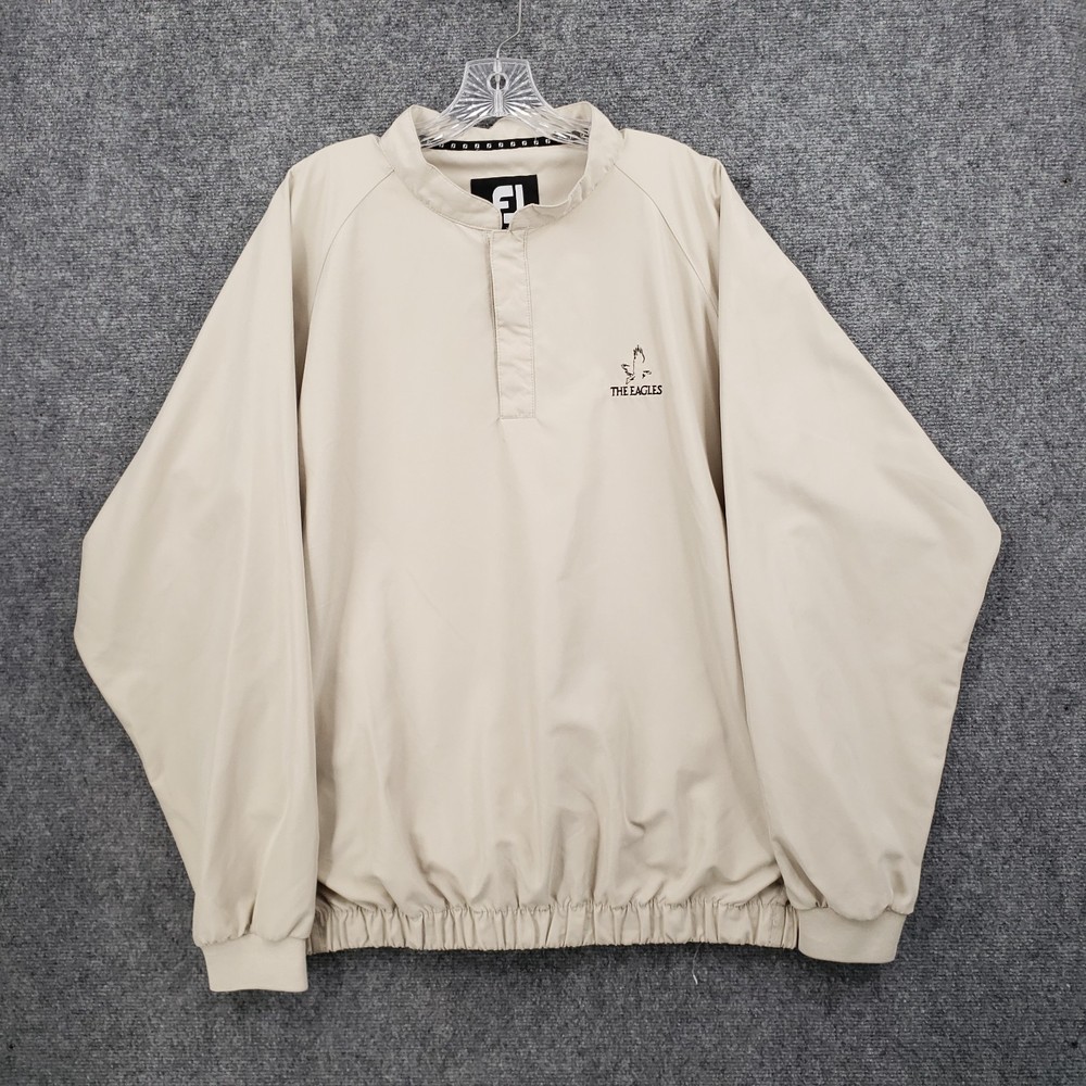 FJ FootJoy Jacket Men XL Extra Large Beige Golf Performance Windbreaker Pullover