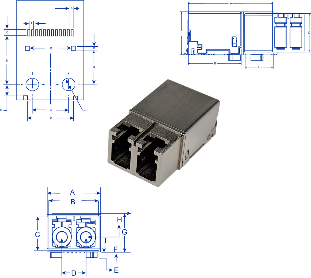COTSWORKS RJ-10G-SX-R-A Duplex rugged optical transceiver module