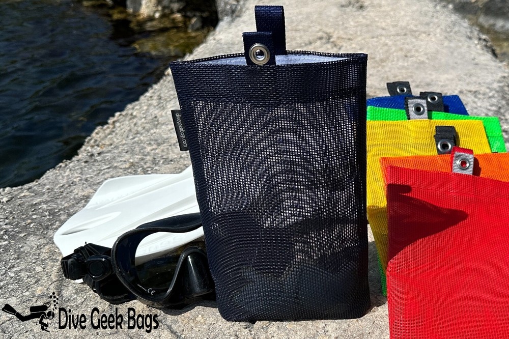 Tall Dive Mesh Pouch - Flat Bottom Bag with Grommet