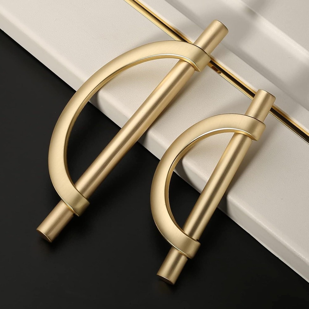 10 Pack Brushed Gold Cabinet Pulls 5 in 128 mm HoleCenter Kitchen Cabinet Pulls