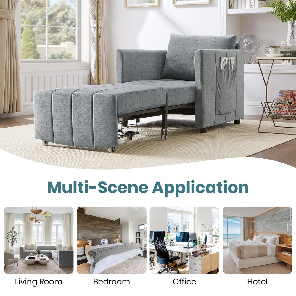 Convertible Sleeper Sofa Bed Single Sofa Bed Folding Sofa Bed w/ Pull Out Bed