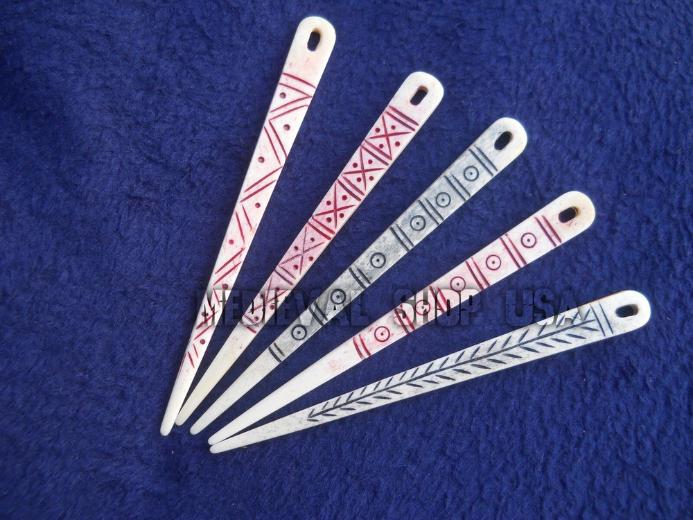 Antique Nalbinding Flat 4"/5" Bone Needle, Nalbinding Needle,pack off 5 Needles.