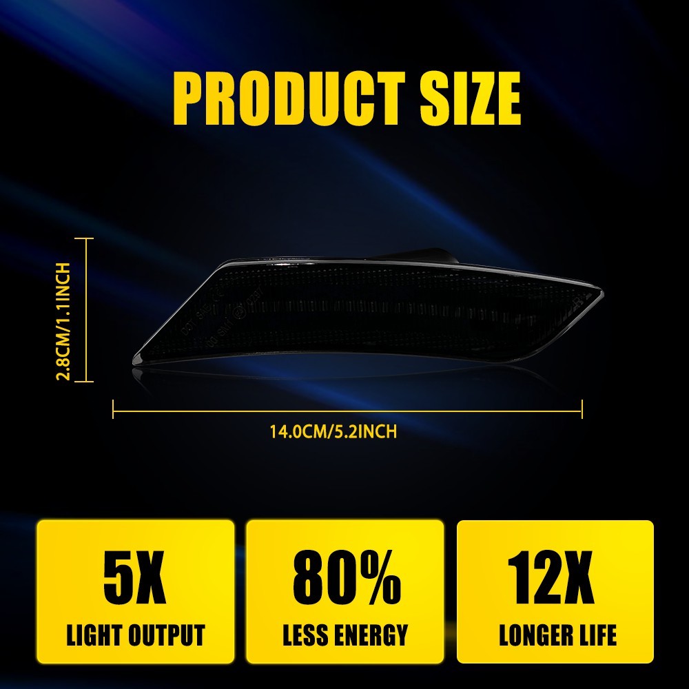 For 2013-2014 Cadillac ATS LED Front Side Marker Light Bumper Lamp Smoke White D