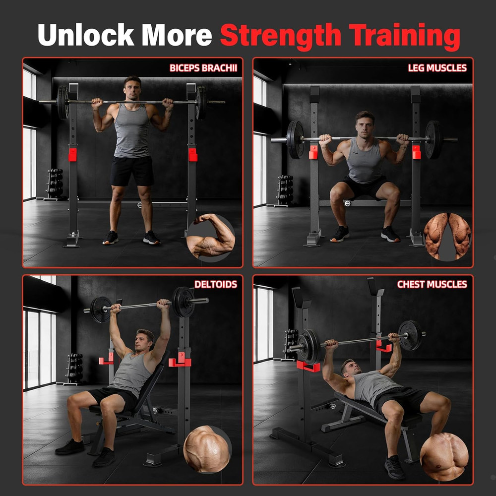 Adjustable Squat Rack, 550LBS Multi-Function Barbell Rack for Weight Lifting and