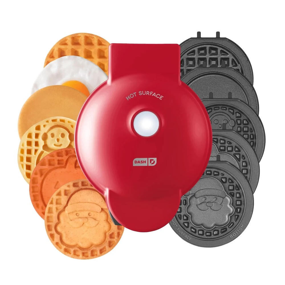 Dash MultiMake Mini System Holiday Waffle Maker with Removable Plates