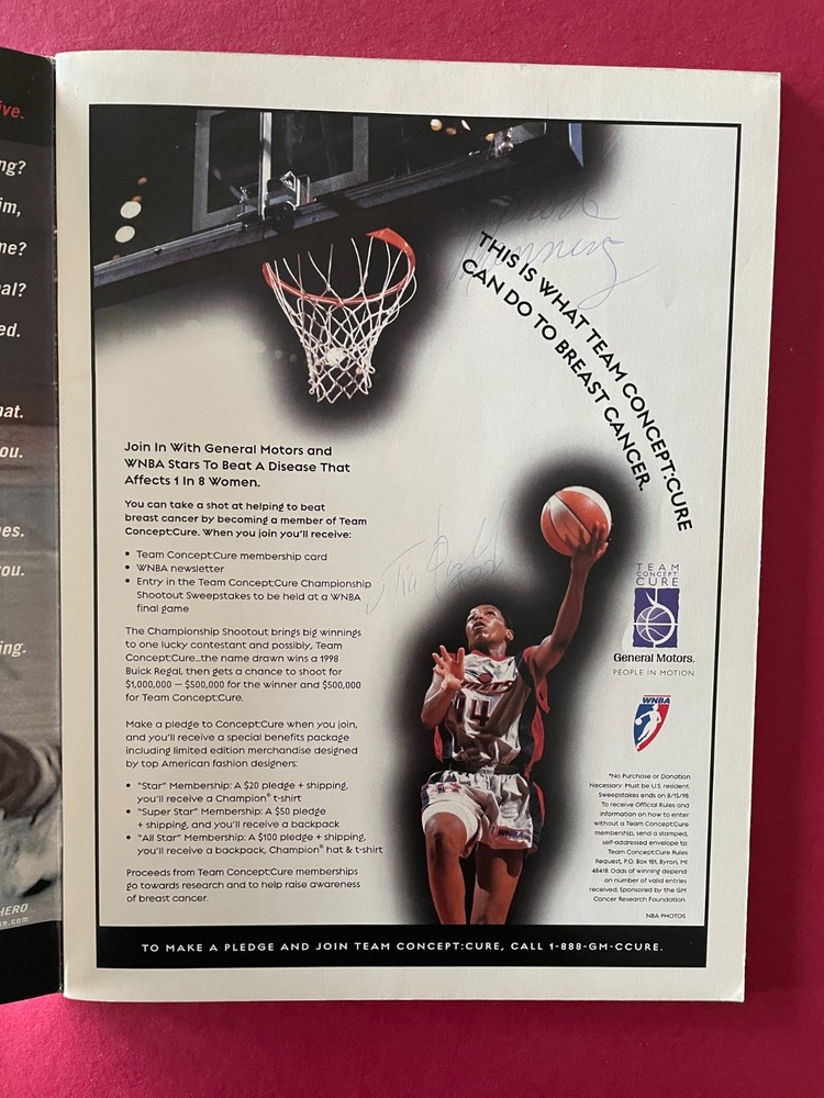 1998 WNBA Program - Sharon Manning & Tia Paschal Auto