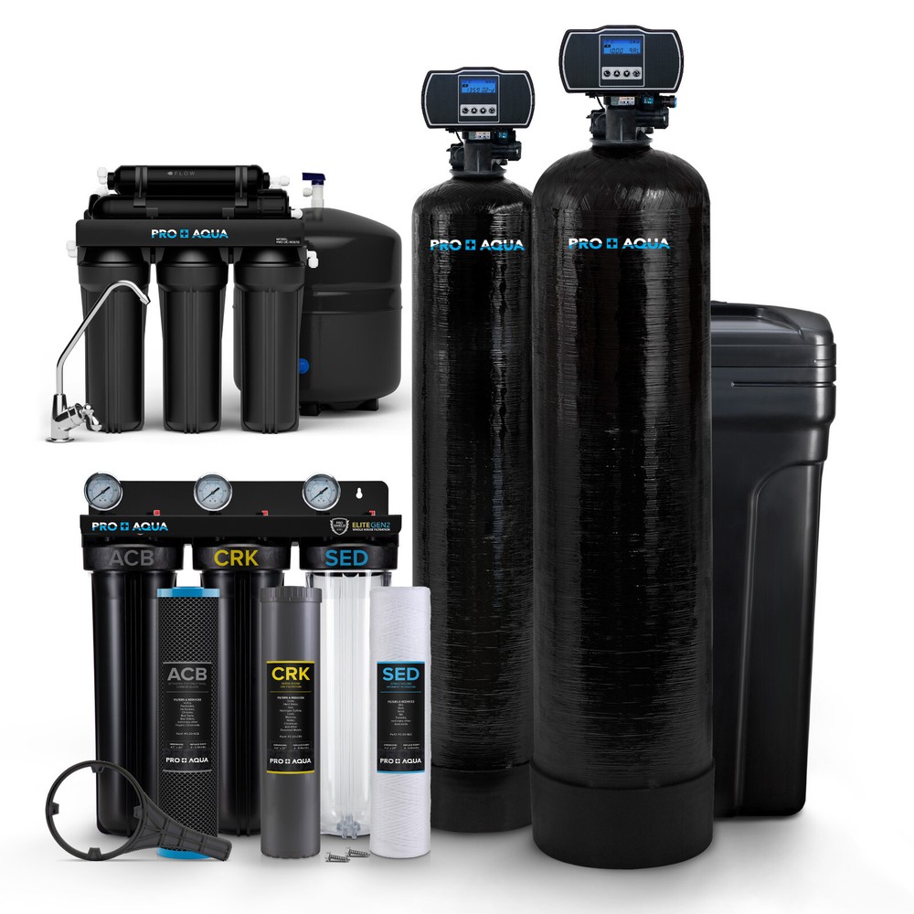 PRO+AQUA Elite Whole House Water Filter Softener Bundle with Reverse Osmosis Dri