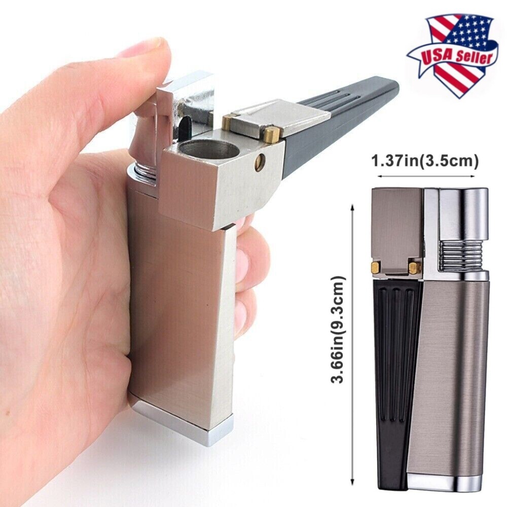 Foldable Metal Lighter Pipe Combination Portable Smoking Lighter 2 in 1 Sliver