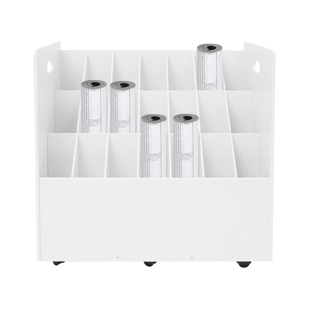 21 Slots Roll Files Storage Organizer with Wheels Mobile Roll File Storage Rack