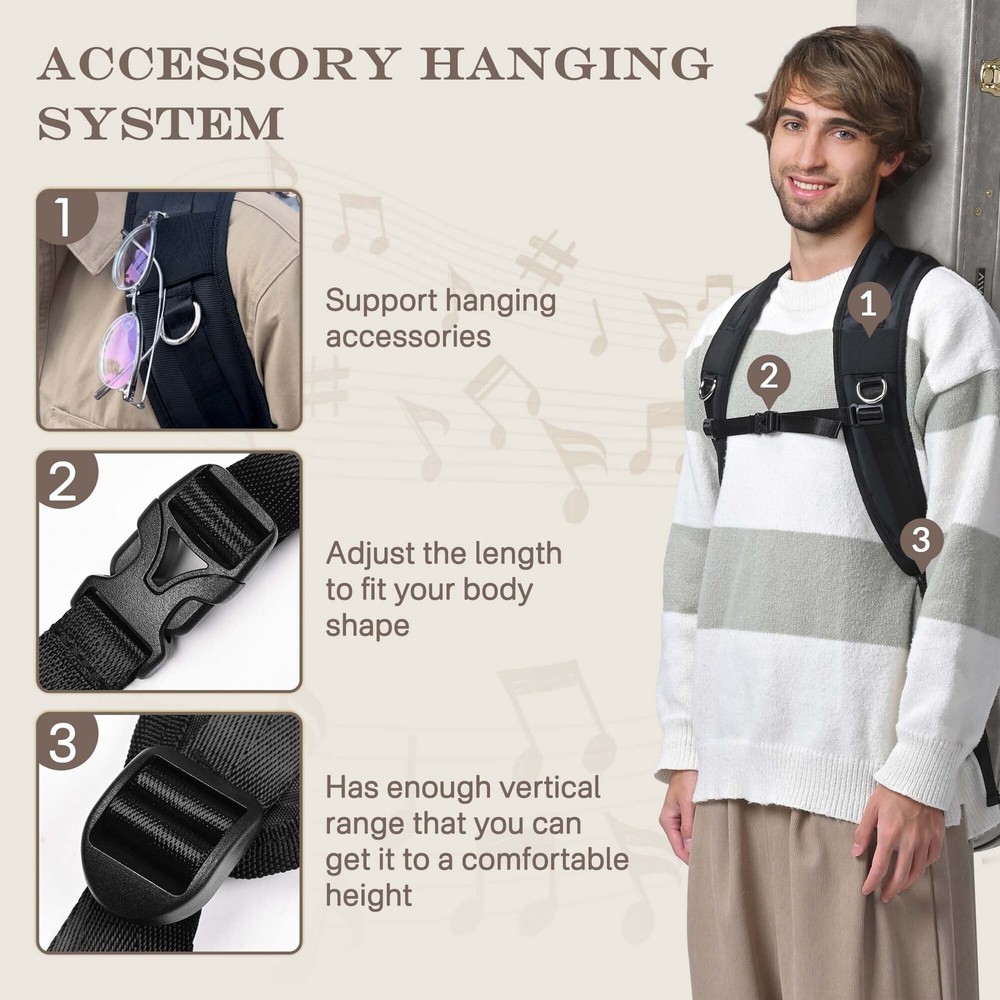 Yescom Universal Guitar Case Backpack Strap Padded Shoulder Strap Adjustable