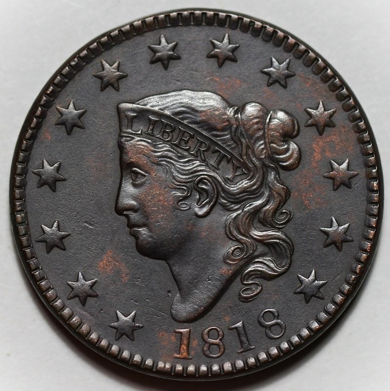 1818 Coronet Head Large Cent (N-7) - US 1c Copper Coin
