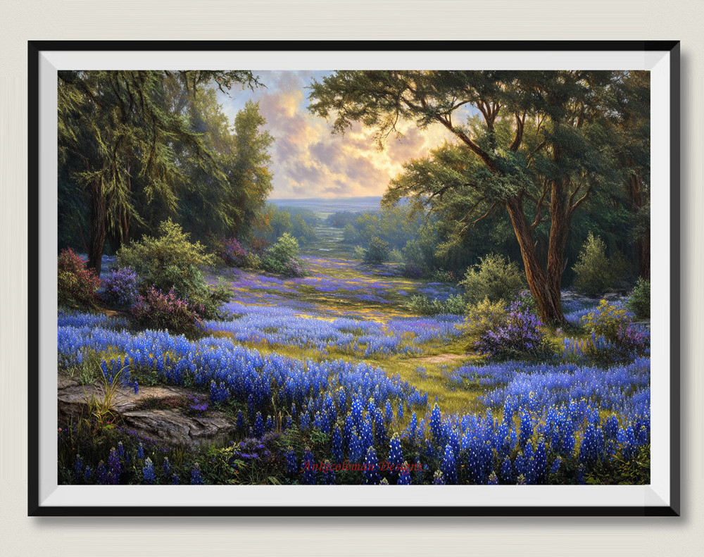 Texas Bluebonnets 2 - CHart Counted Cross Stitch Patterns Needlework DMC Color