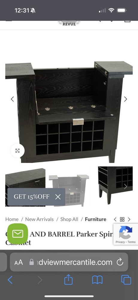 Crate & Barrel Parker Spirits Bar Cabinet (Black)