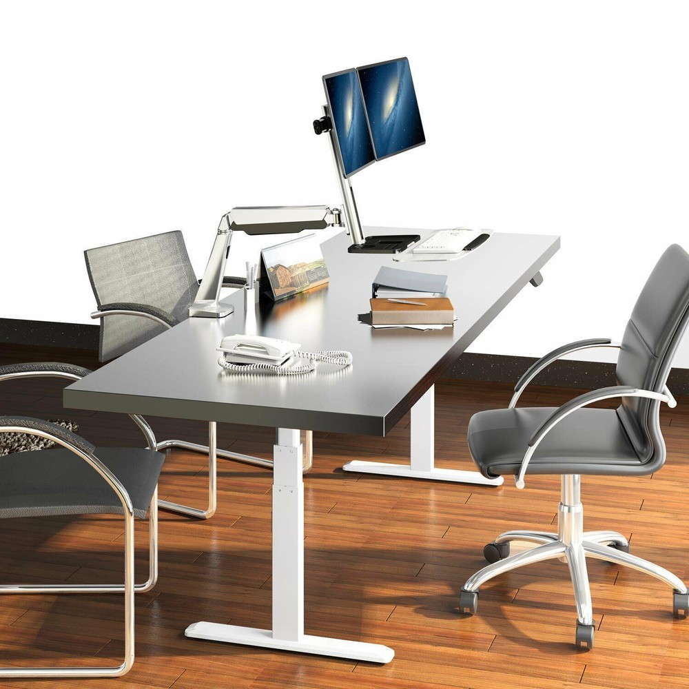 Mount-It! Electric Standing Desk Frame | LED Touch Control | White
