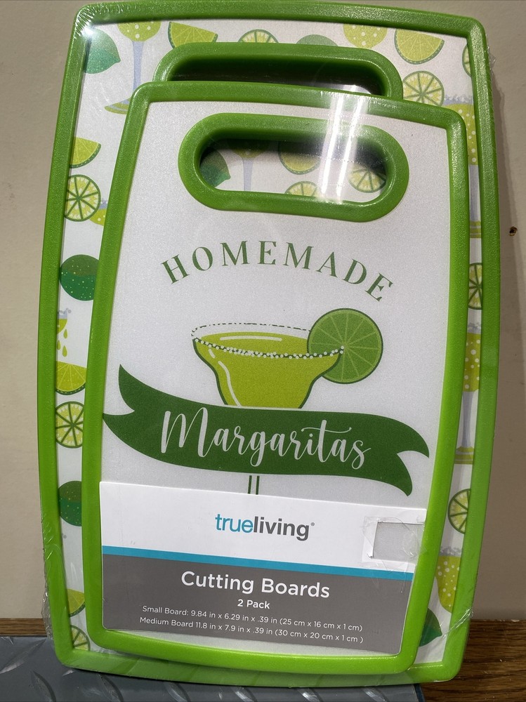 Cutting Boards, Two Pack, Margaritas, Small Board And Medium Board, Green