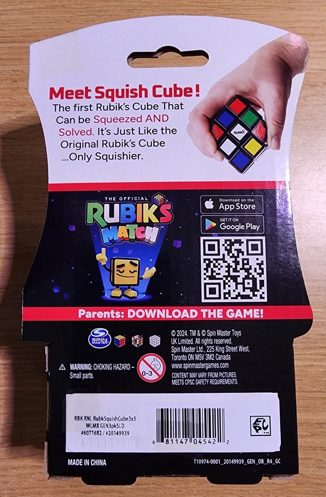 Rubik’s Squish Cube 3x3 Solvable Stress Toy by Spin Master