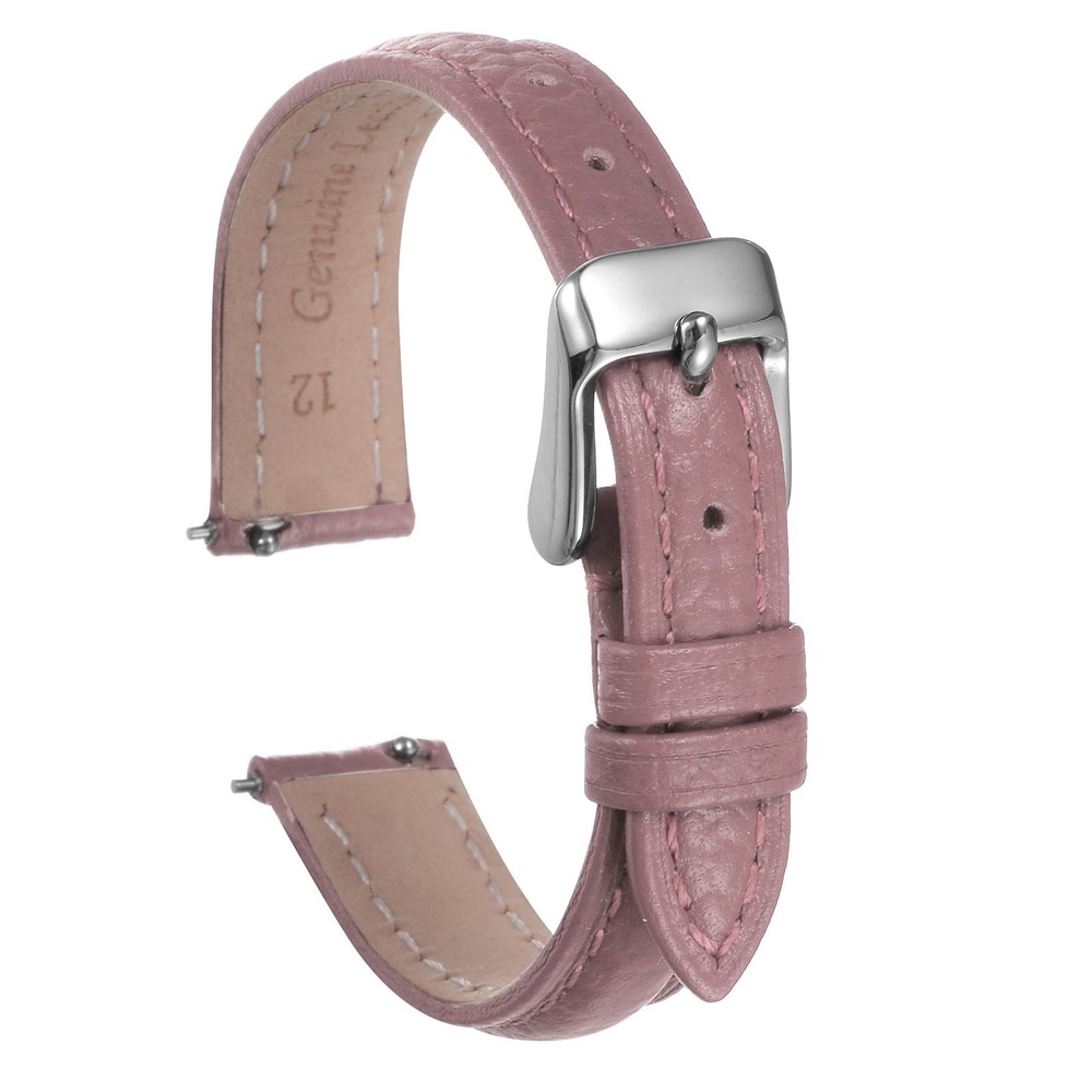 Genuine Leather Watch Bands 12mm Flat Replacement Leather Watch Strap Pink