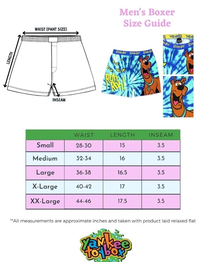 🍕 Scooby Doo Mystery Machine Tie Dye Men's Boxer Size Large🆕️