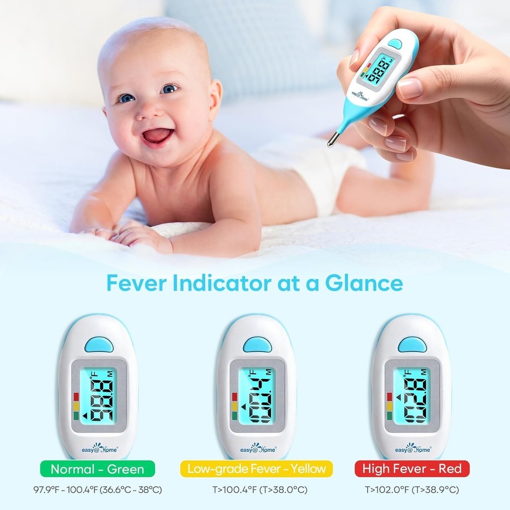 Accurate Baby Rectal Thermometer - Clear LCD Display, Fever Indicator, Quick Use