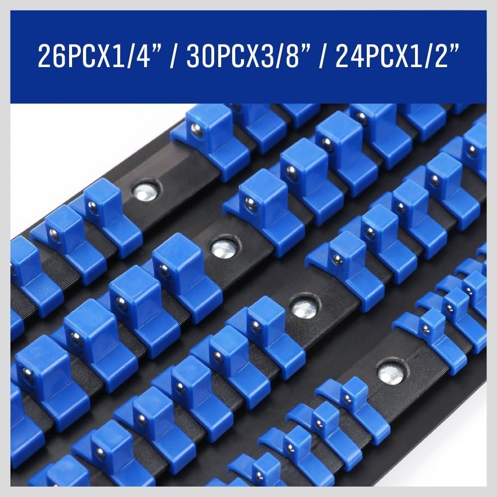 Heavy Duty 80-Piece Socket Organizer - Organize 1/4", 3/8", & 1/2" Sockets