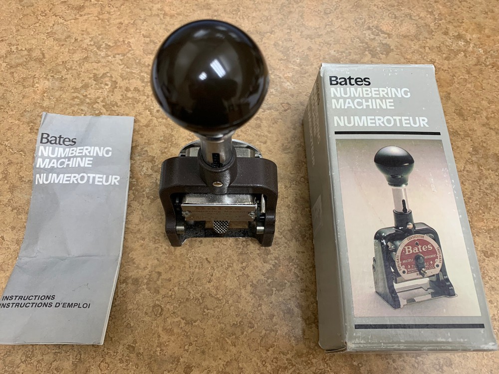 GBC Bates Numbering Machine 6EMULT-DC with box and instructions