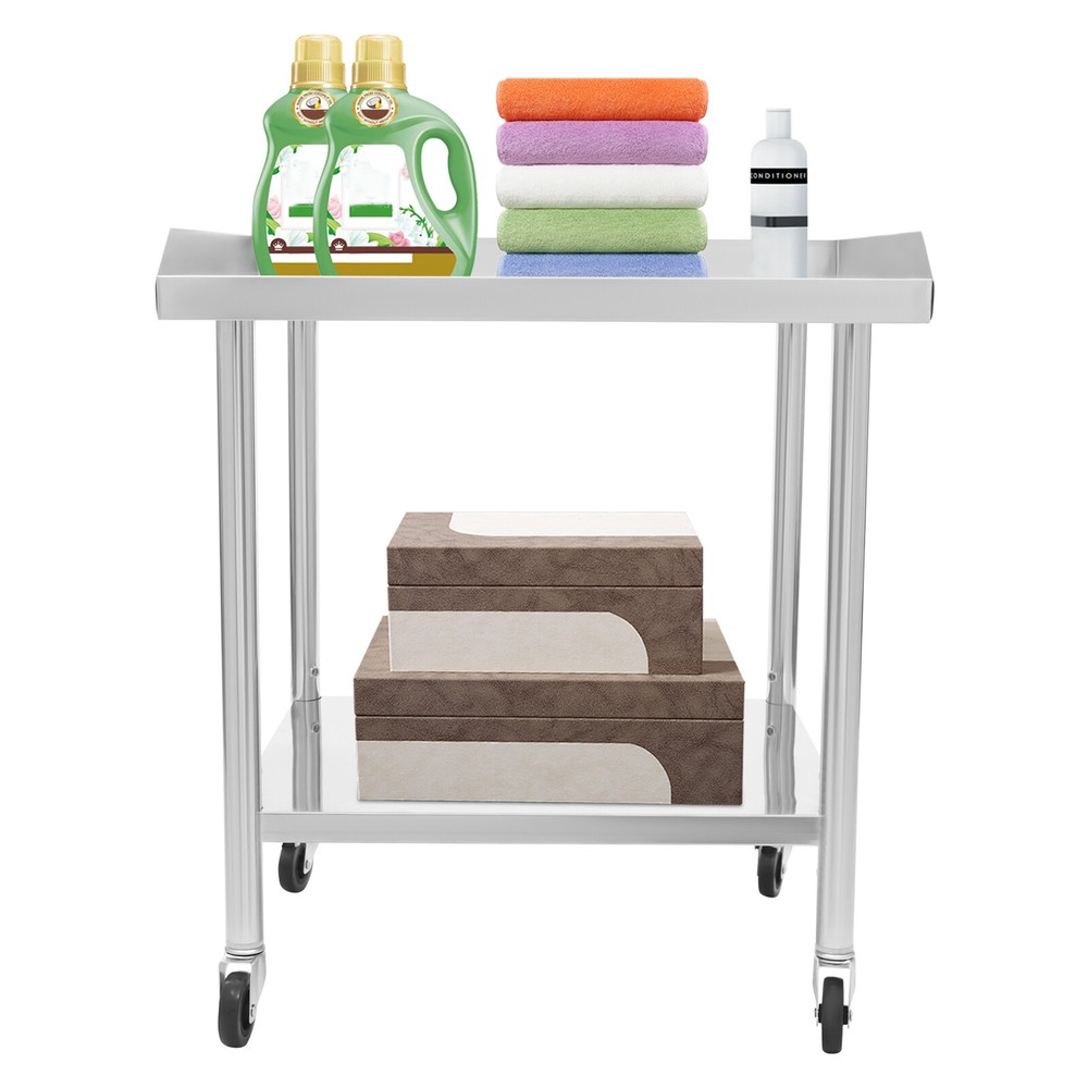 2-Layer Stainless Steel Work Table 500kg Working Bench Commercial Prep Table