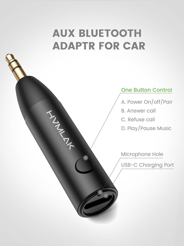 Bluetooth Aux Adapter Bluetooth 5.3 Car Adapter Stronger Microphone Aux Bluet...