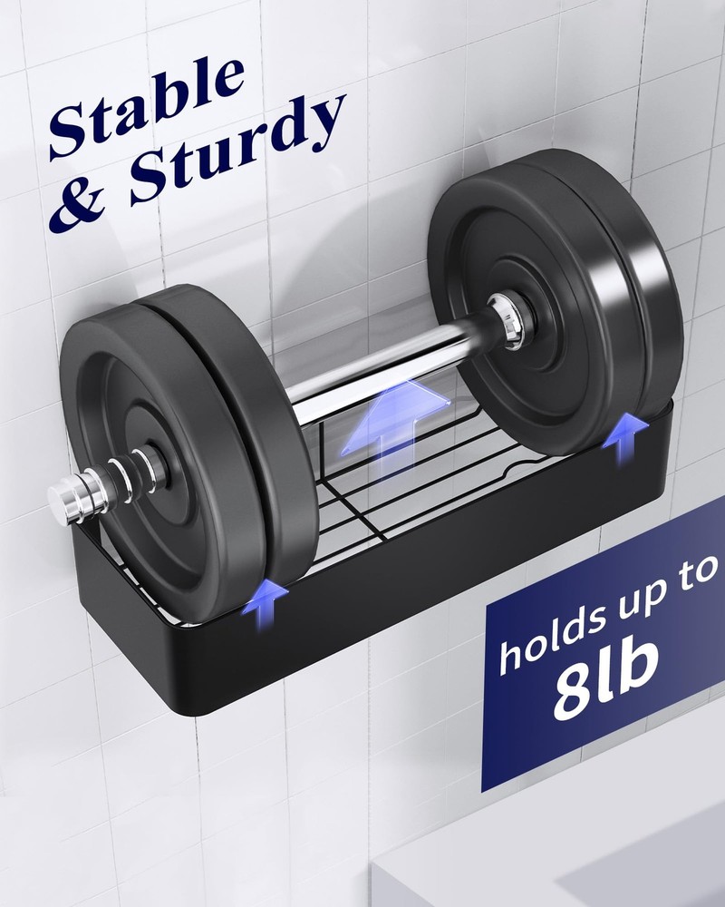 Kitsure Shower Caddy - 2 Pack Adhesive Organizer, Large, Black