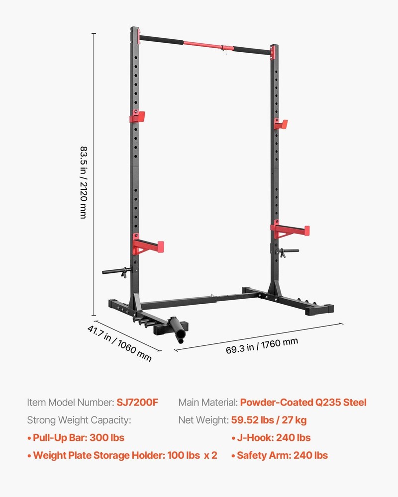 Adjustable Power Rack: Squat, Bench, Pull-Up, Landmine & Safety Bars