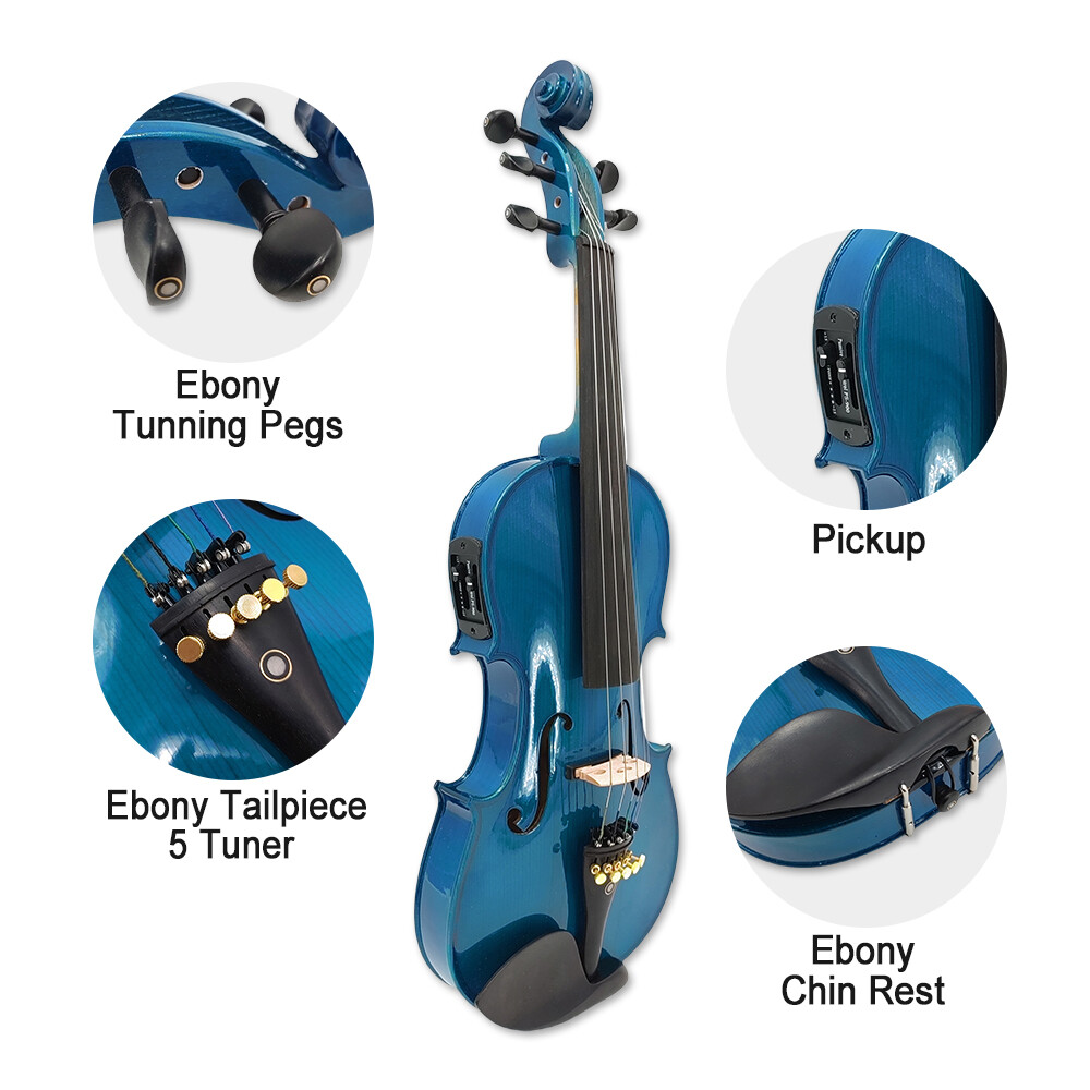 5 String Advanced Electric Acoustic Violin 4/4 Maple+Spruce Handmade Nice Tone