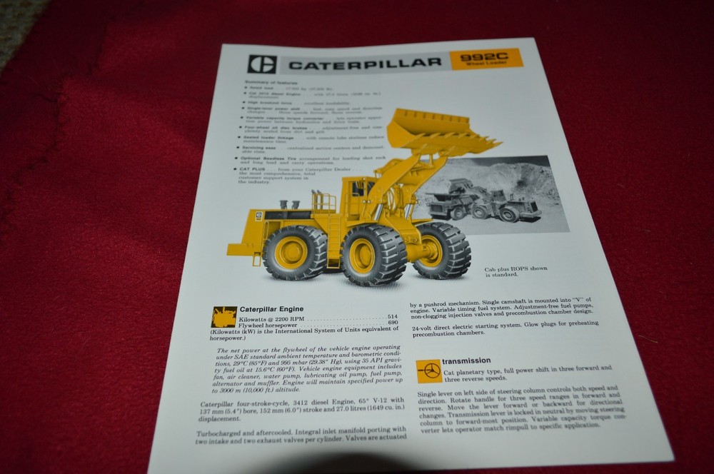 Caterpillar 992C Wheel Loader Dealers Brochure DCPA8