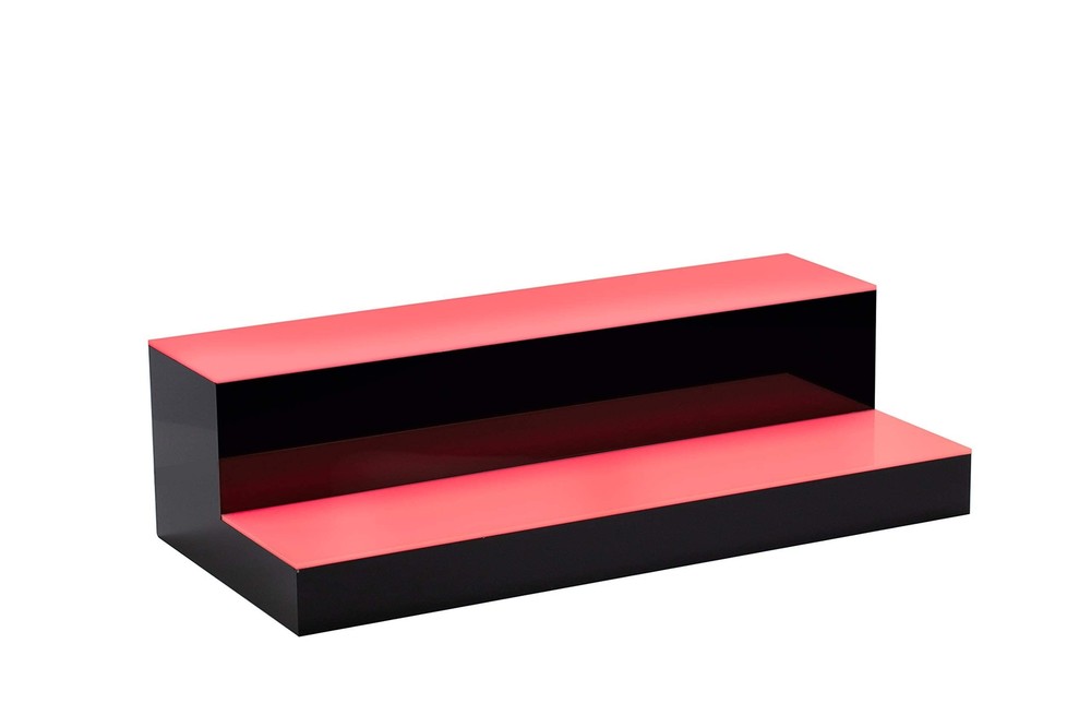 BarSquad LED Lighted Bar Shelf - 16in, 2 Step Illuminated Liquor Bottle Displ...