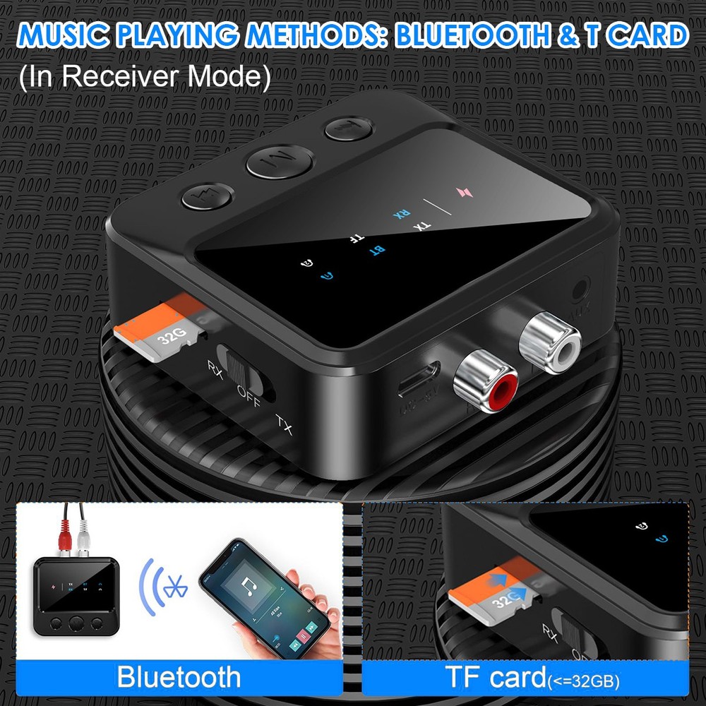 Bluetooth 5.4 Wireless Transmitter Receiver HiFi Audio Music Adapter AUX RCA ..