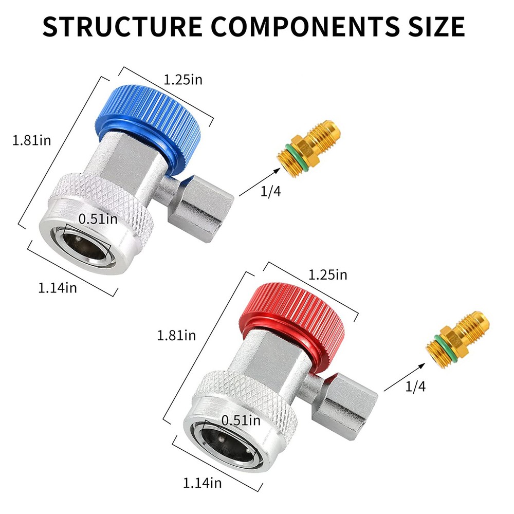 2PCS Quick Coupler Adapter 1/4" SAE High/Low Side Conversion Male Flare