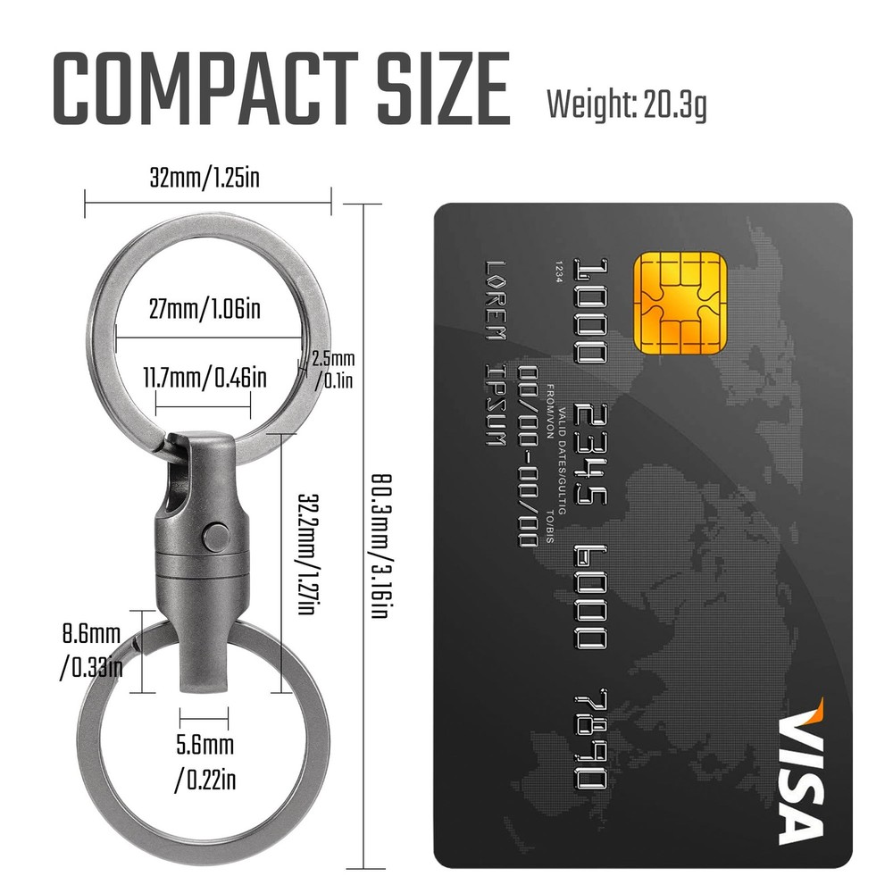 KeyUnity KA45 Titanium Quick Release Keychain, OneHand Detachable Magnetic Co...