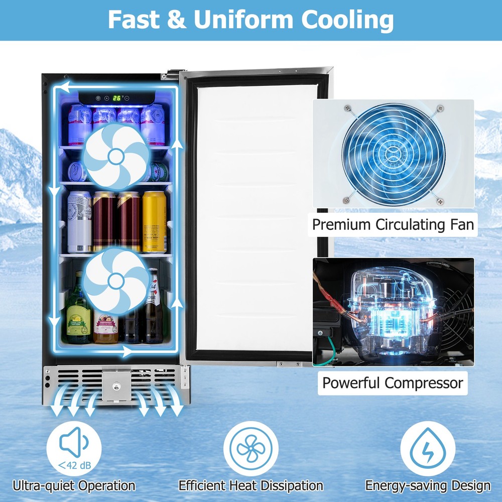 Under-counter Freestanding Fridge Compact Refrigerator w/ Adjustable Temperature