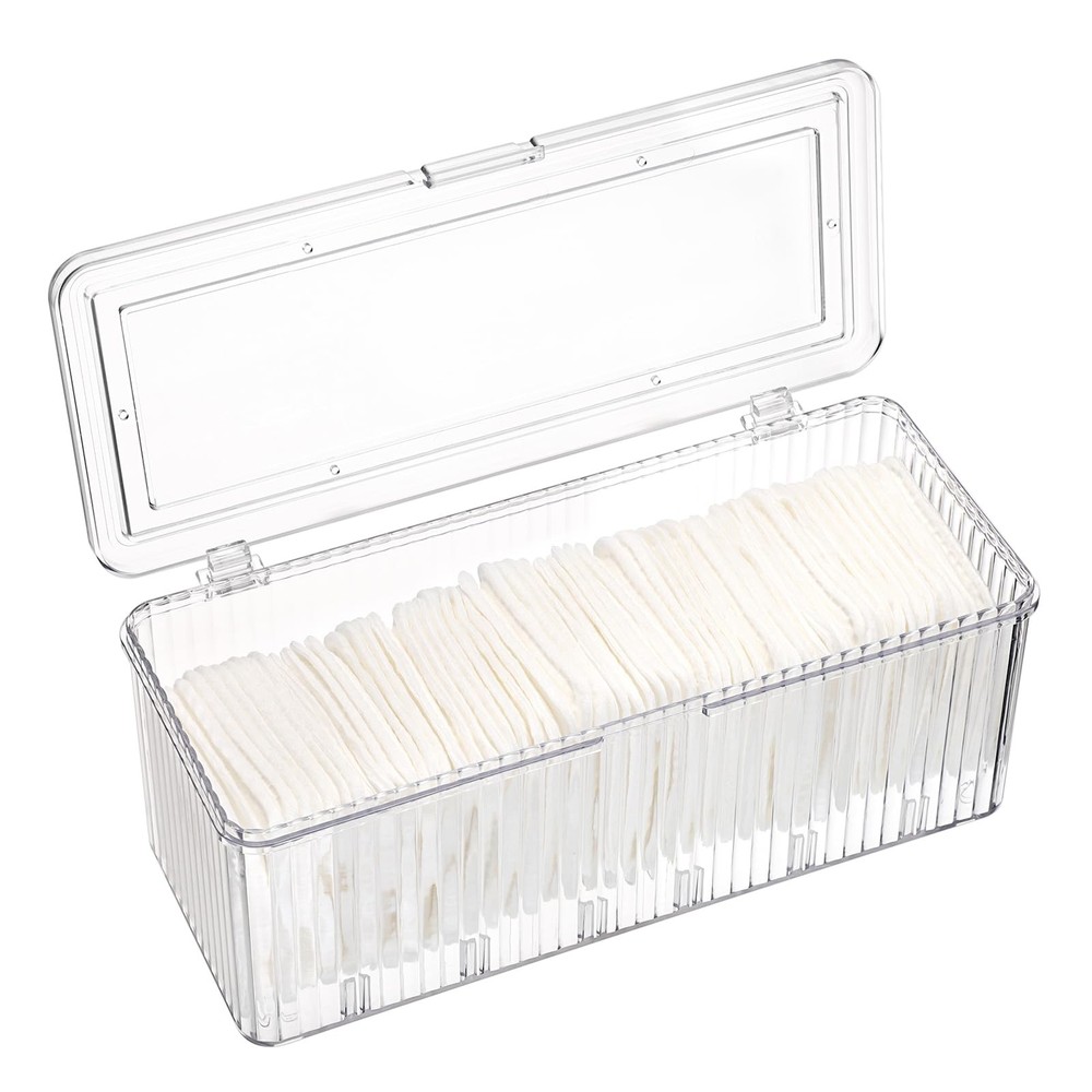 Plastic Clean Pads Holder Rectangular Pad Dispenser for Makeup Desktop Organi...