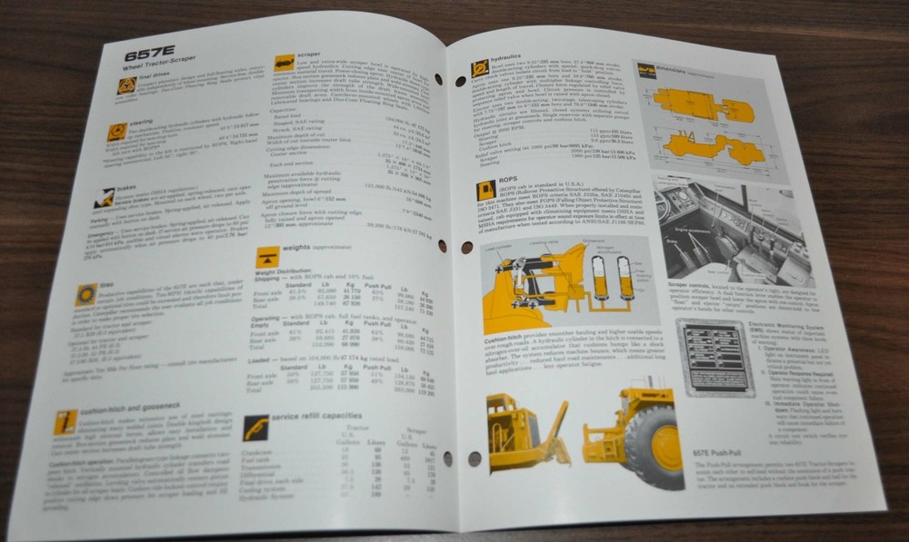 Caterpillar 657E Wheel Tractor Scraper Specification Technical Brochure Prospekt
