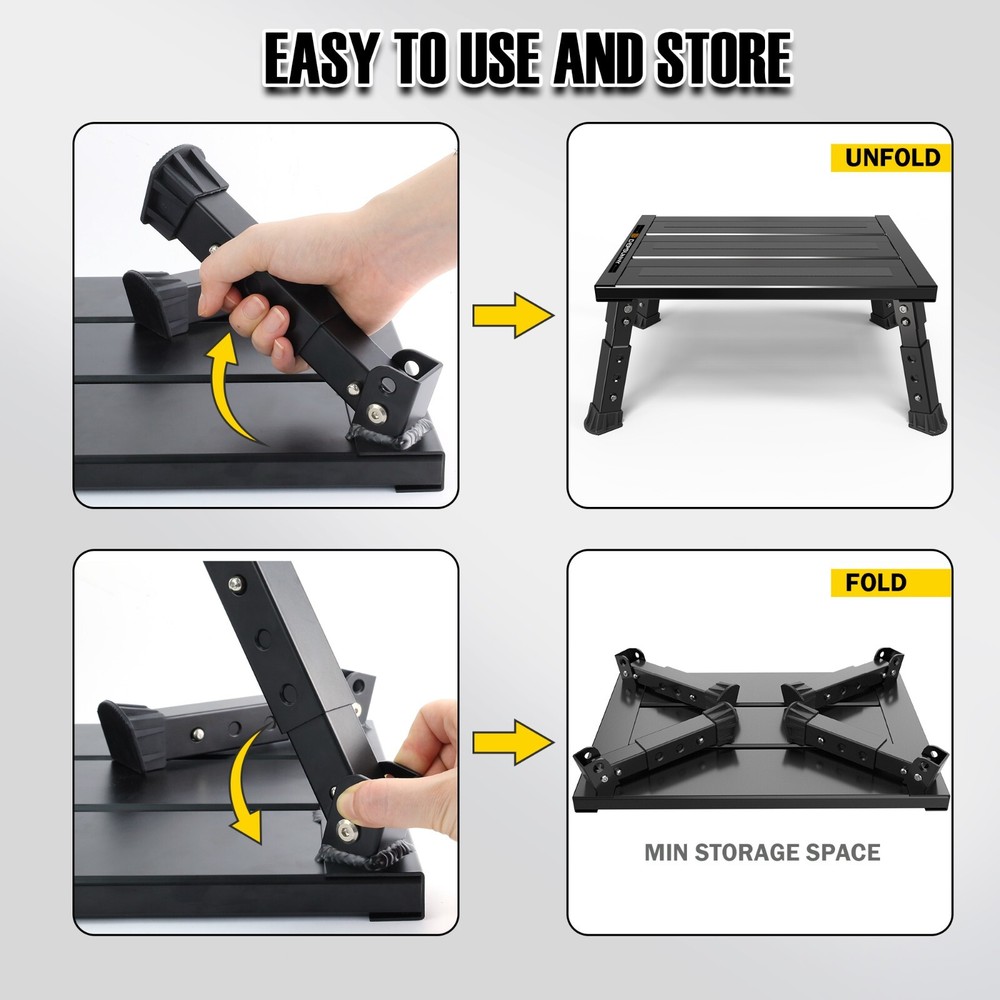 Adjustable Height Platform Step | Supports up to 1,000lbs. | Aluminum(BLACK)