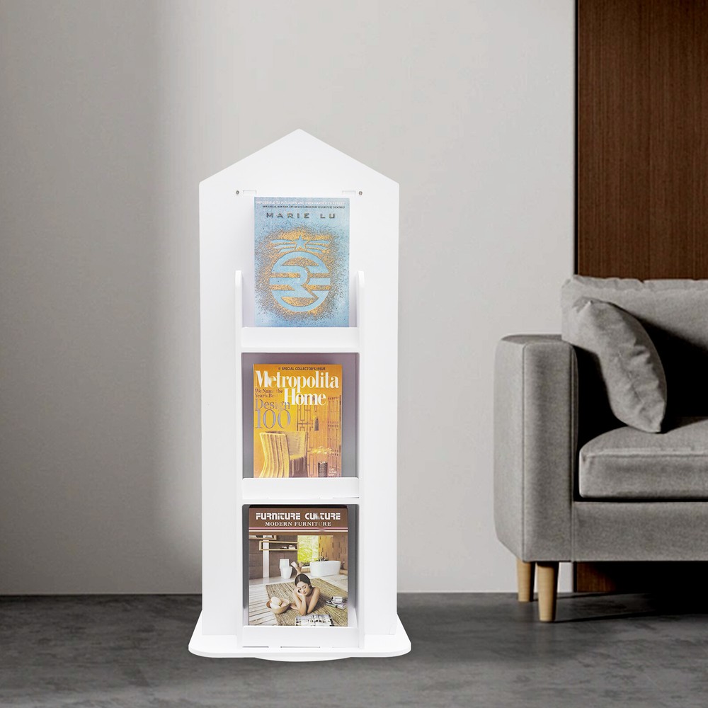 360 Display Floor Standing Bookcase Spinning Shelf Storage Rack Holder Book Rack