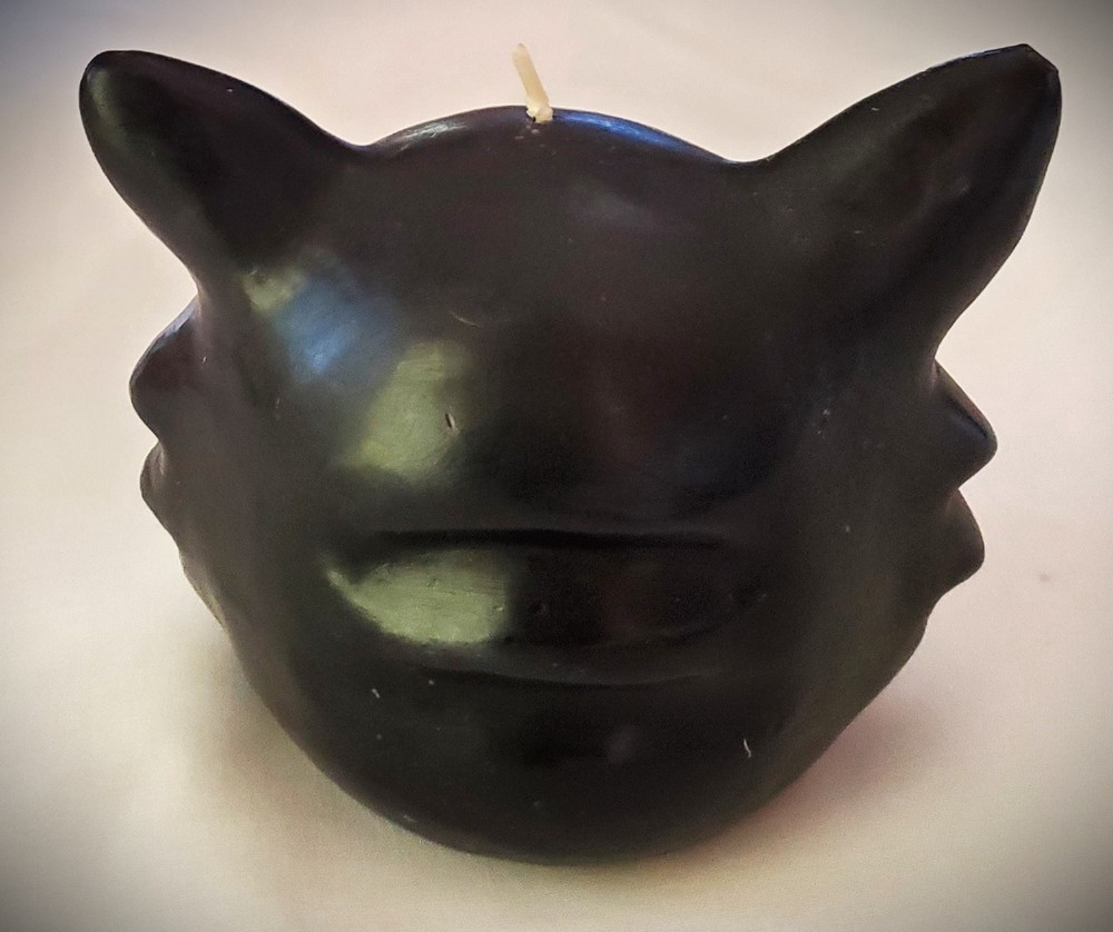 Halloween Black Cat Head Candle