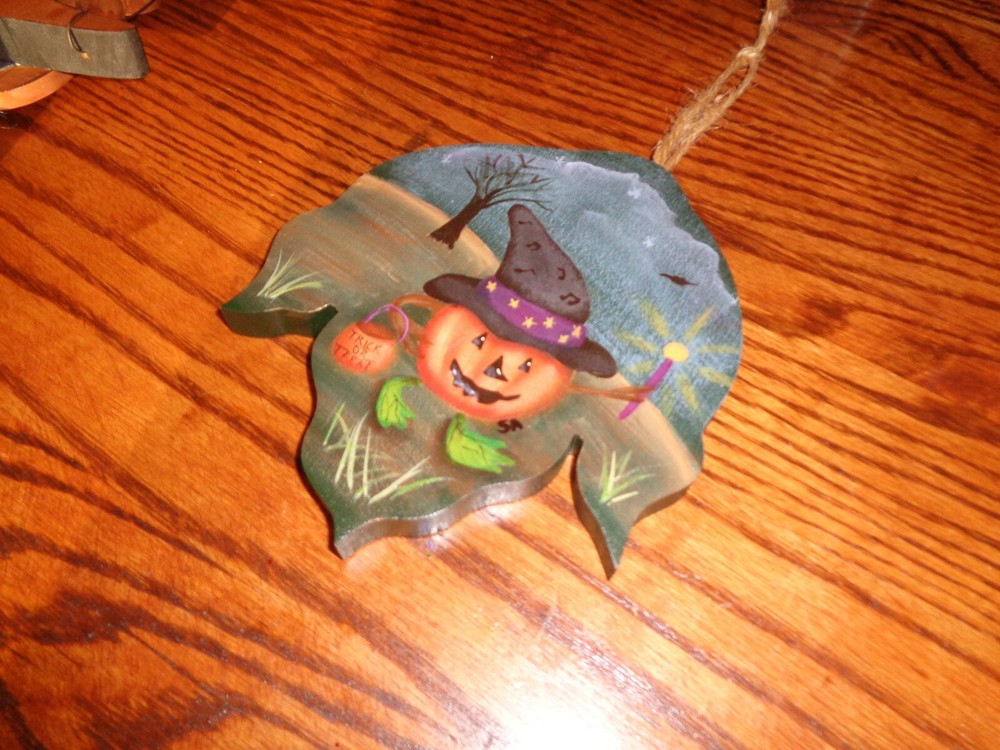 Wooden painted halloween scene