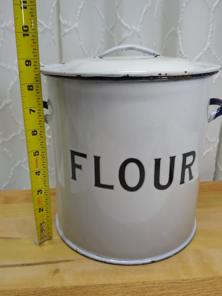 Enamelware Flour Pot