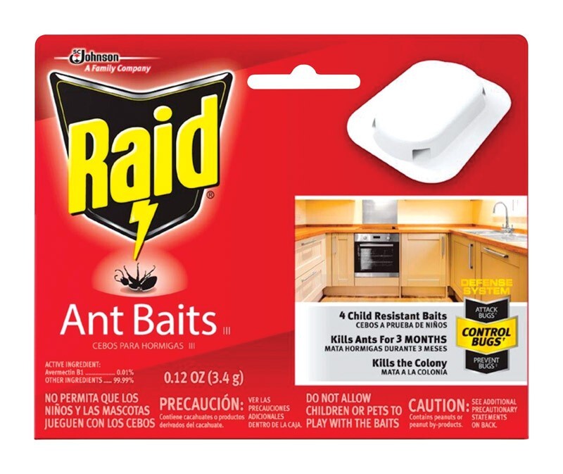 Raid Ant Baits lll 4 Child Resistant Baits Defense System Kills For 3 months 4pk