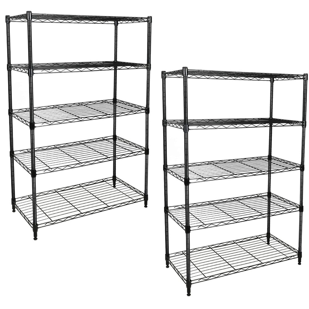 5-Tier Storage Shelving Unit Rack with 1250 lbs Capacity Black 2 Pack