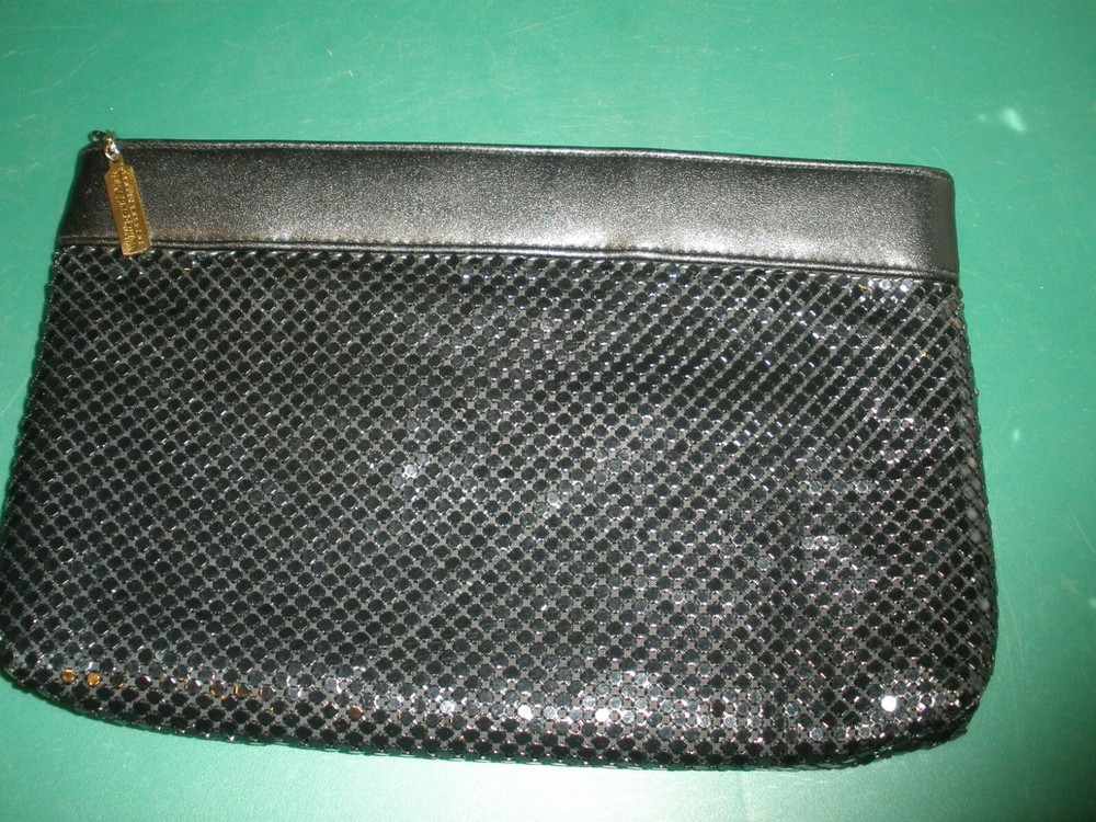 Whiting & Davis Co Black Clutch Purse 11"x7" EUC (T80)