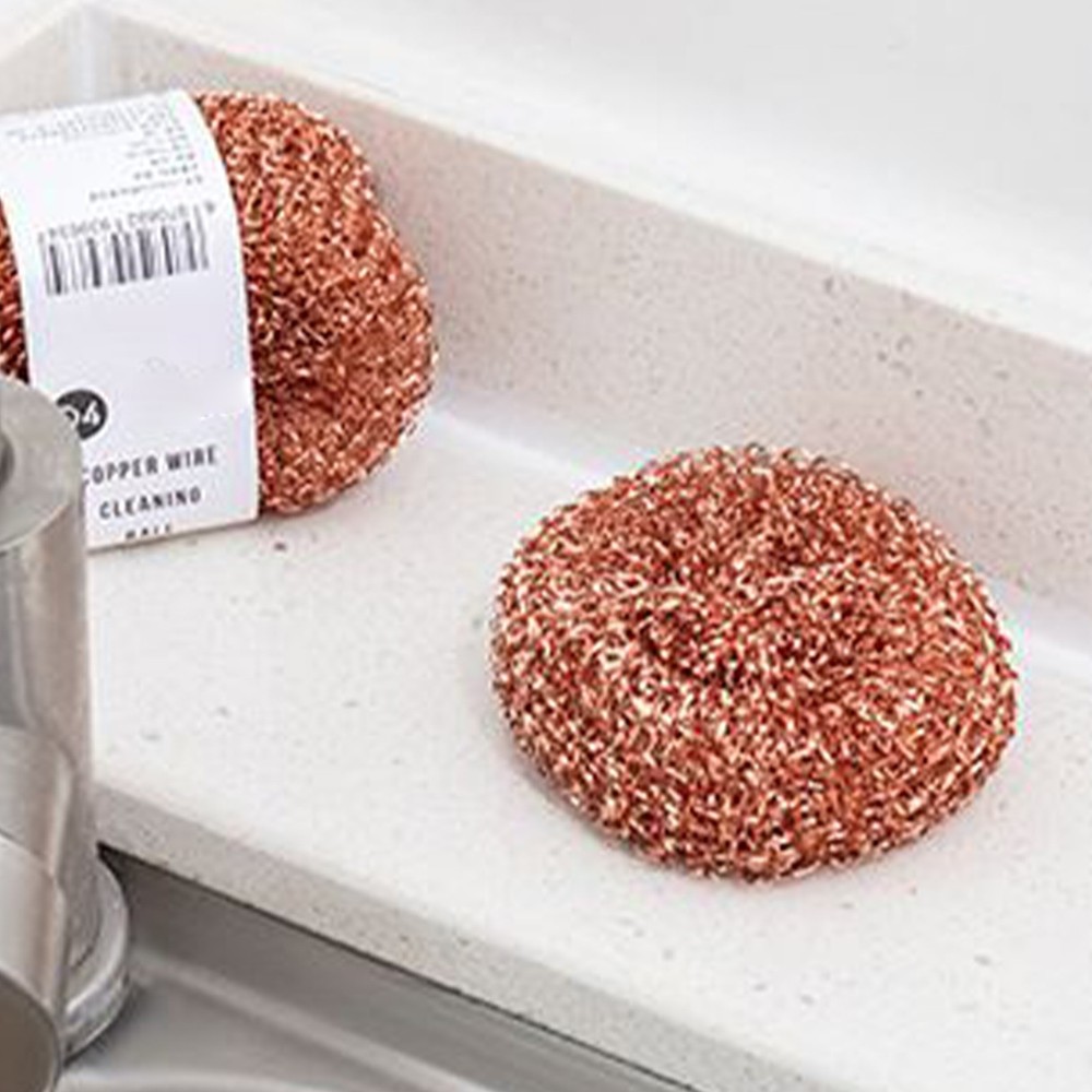 6PCS Kitchen Cleaning Sponge Copper Dish Scrubber Brass Wire Solder Cleaner
