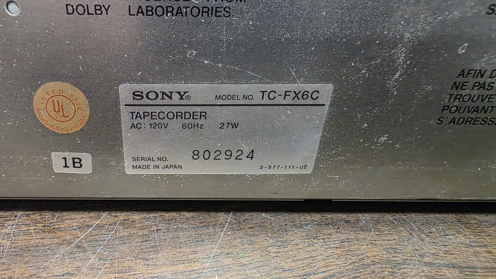 Sony TC-FX6C Stereo Cassette Deck
