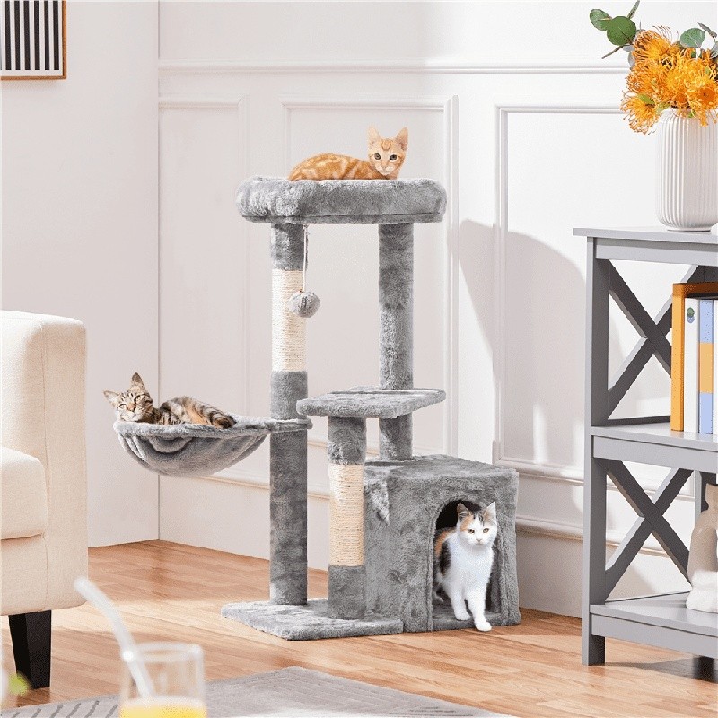 Multifunctional Cat Tree Tower Scratching Post Condo Nest Multi-Level Activity