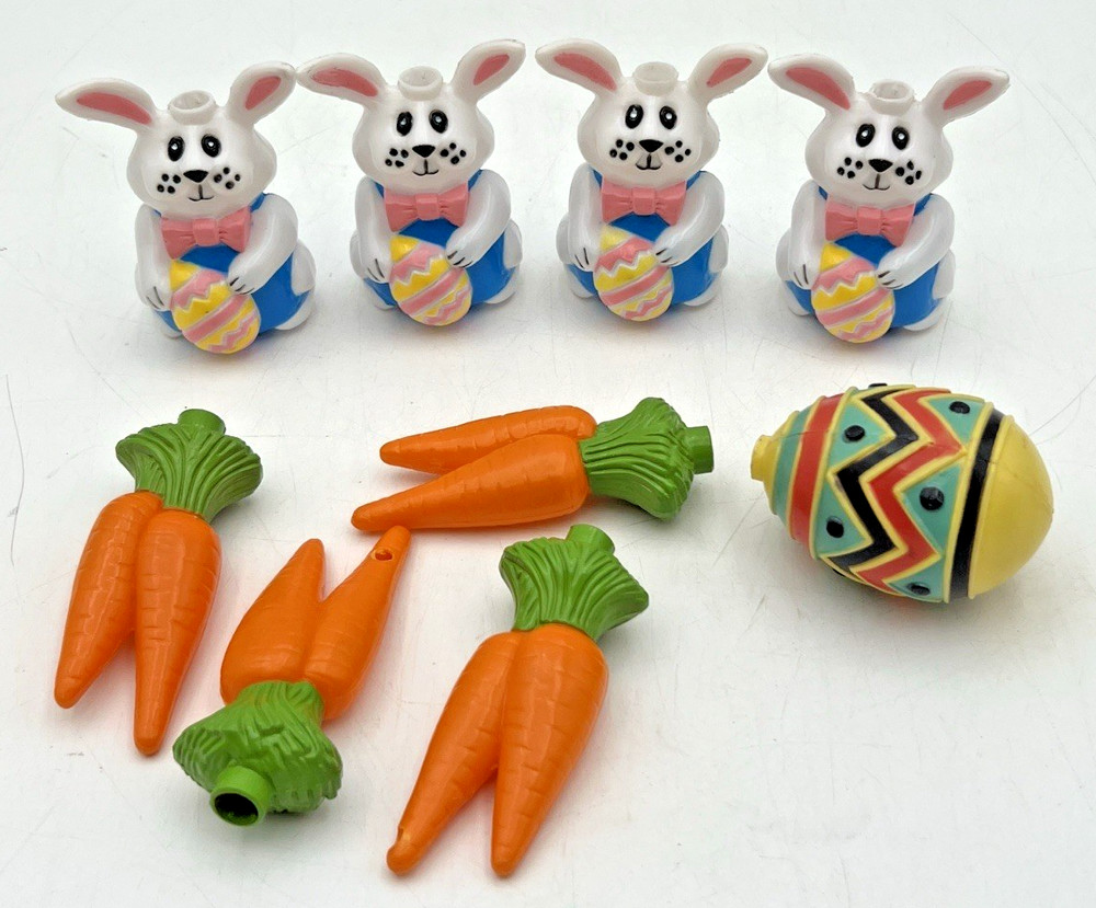 (3) EASTER STRING LIGHTS W/PLASTIC EGG, RABBIT, CARROT COVERS & EXTRAS